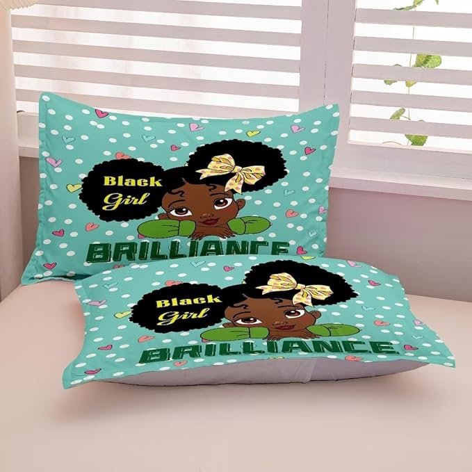 Black Girl Comforter Set Full for Kids Teens Youth,Black Girl Magic Bedding Set,African American Girl Inspirational Quotes Comforter Set,Black Princess Bed Bedroom Set