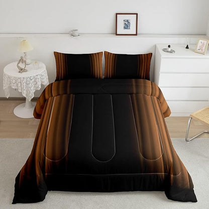 Feelyou Abstract Ombre Comforter Set Kids Teens Brown Black Bedding Set Room Decor 3Pcs Queen Size,Reversible Black Boys