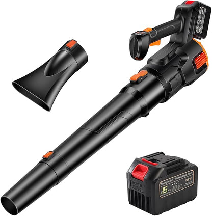2024 Strong Power Leaf Blower Cordless, 500CFM 120MPH Leaf Blower with Battery and Charger, 20V 4.5Ah Battery Powered with Flat and Round Nozzles, for Lawn Care Yard Porch Driveway Patio Clean Snow
