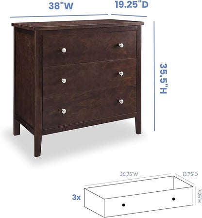 Delta Children Campbell 3 Drawer Dresser, Walnut Espresso