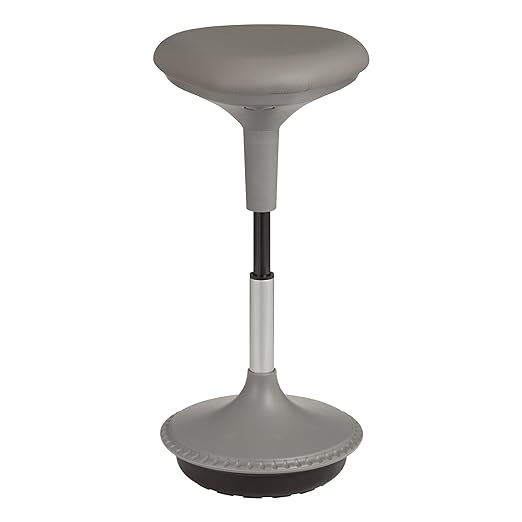 Learniture Adjustable Height Active Learning Stool for Office Desks and Classrooms, Foam-Padded Backless Wobble Stool with Rocking Motion, Gray