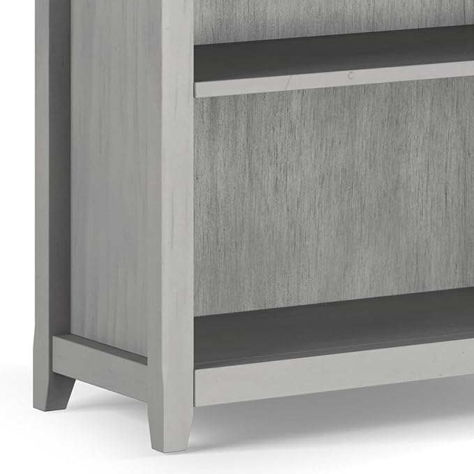 SIMPLIHOME Amherst SOLID WOOD 30 Inch Wide Transitional 5 Shelf Bookcase in Fog Grey, for The Living Room, Study Room and Office