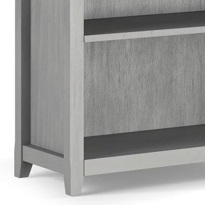SIMPLIHOME Amherst SOLID WOOD 30 Inch Wide Transitional 5 Shelf Bookcase in Fog Grey, for The Living Room, Study Room and Office