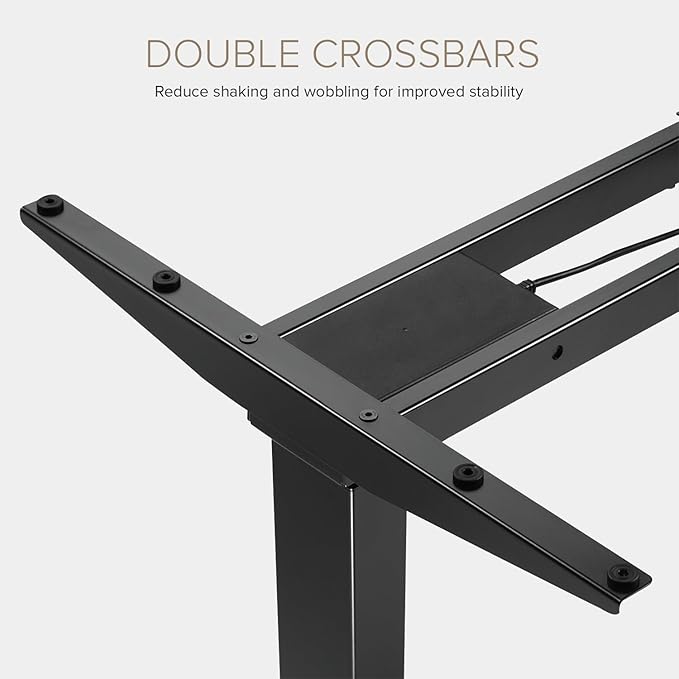 POUT TEKDEC Dual Motor 3-Stage Electric Adjustable Standing Computer Desk Base 24.4” - 51" Height for Home and Office (Black)