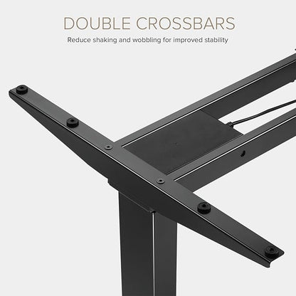 POUT TEKDEC Dual Motor 3-Stage Electric Adjustable Standing Computer Desk Base 24.4” - 51" Height for Home and Office (Black)