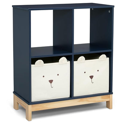 Delta Children babyGap Charlie 6-in-1 Convertible Crib + Brannan Bear Bookcase with Bins + Brannan Bear Wall Shelf with 4 Hooks, Navy (Bundle)