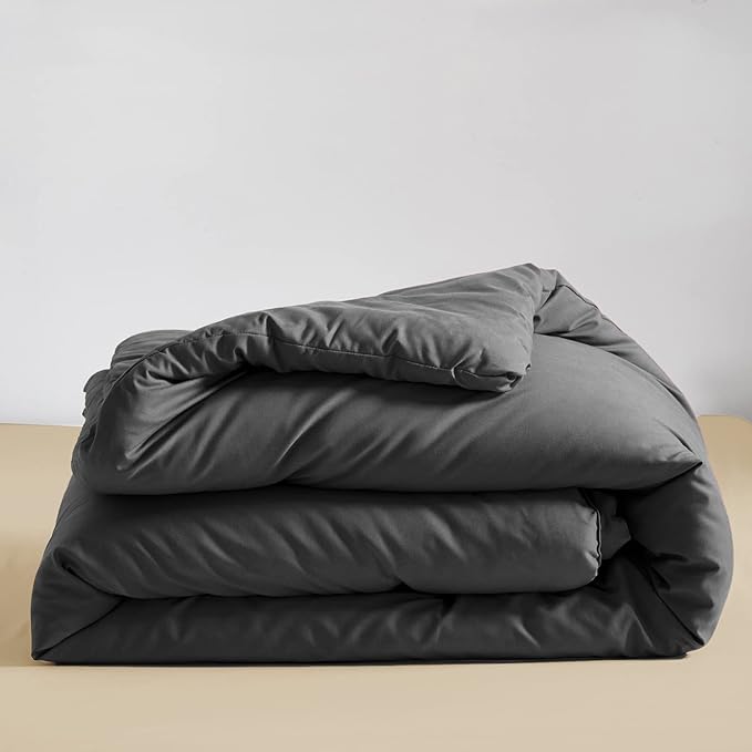 Deep Grey Comforter Set Full Dark Gray Beddig Set for Kids Teens Adult Solid Gray Color Bedding Set 3 Pieces with 2 Pollowcases Lightweight Durable Gray Full Blanket Quilts Set