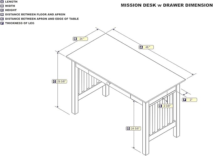 AFI AH12224 Mission Desk with Drawer and Charging Station, Walnut