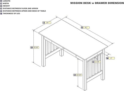 AFI AH12224 Mission Desk with Drawer and Charging Station, Walnut