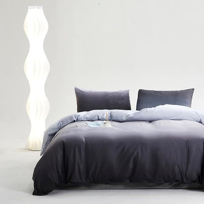 Gray White Gradient Comforter Set King Gray Velvet Bedding Comforter Modern Plain White and Deep Gray Gradient Soft Quilt Farmhouse Flannel Comforter Warm King Bed Comforter