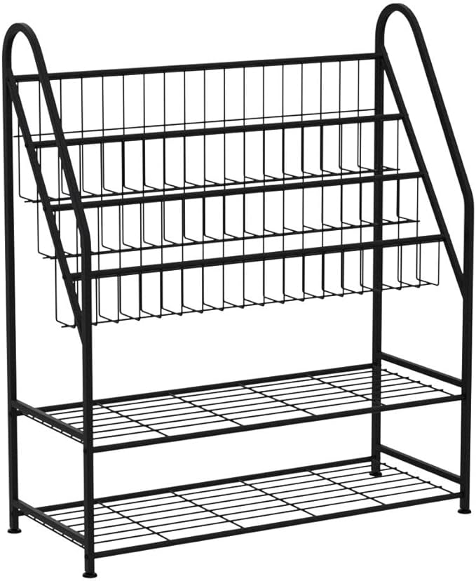 aboxoo Metal Kids Bookshelf Black Large Freestanding for Children Room 32 in Toy Organizer Large Stable Bookcase Bookstore Library Book Unit Storage Kids Bed Living Room