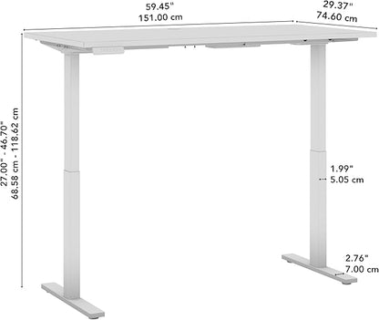 Bush Business Furniture Move 60 Series 60W x 30D Electric in Natural Elm with Silver Base, Ergonomic Sit-Stand Computer Table for Home and Professional Office