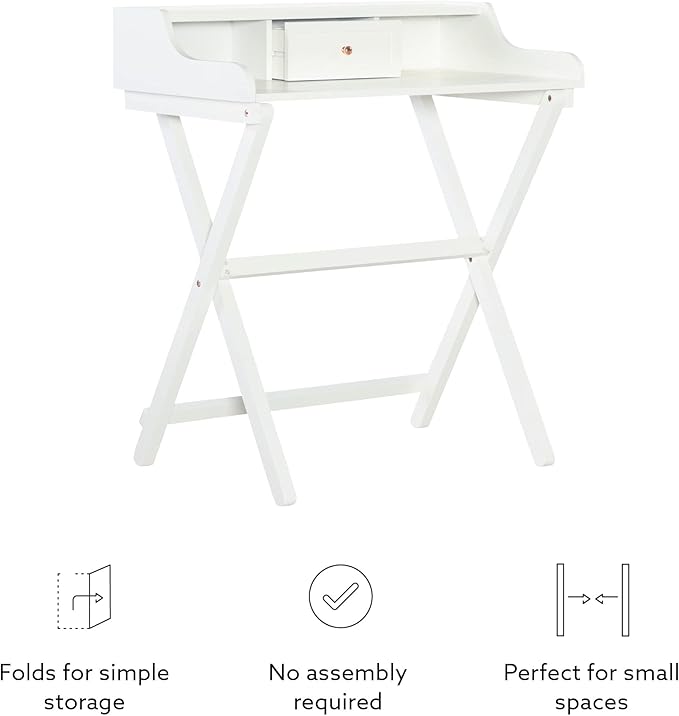 Linon Home Décor Mable White Folding Desk