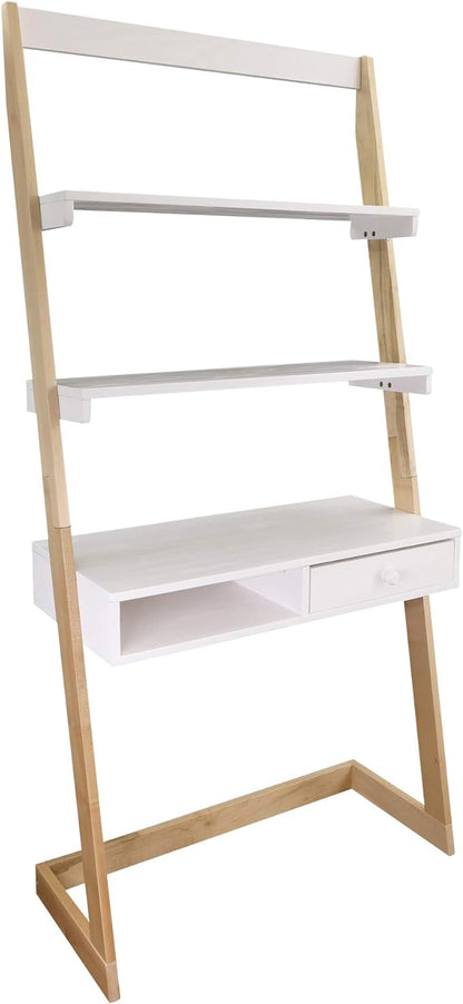 American Trails Freestanding Ladder Desk With Drawer, Natural Maple/White