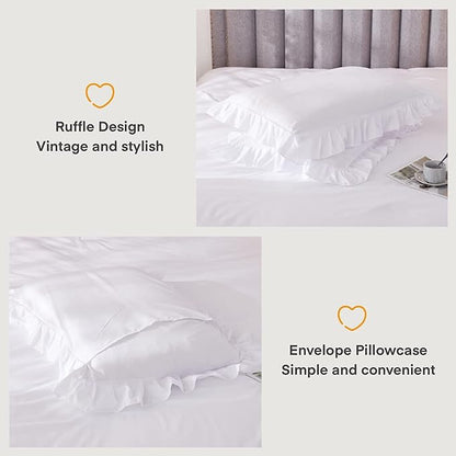 Andency White King Size Comforter Set, 3 Pieces Solid Farmhouse Shabby Chic Bedding Comforters & Sets, All Season Western Rustic Soft Down Alternative Bed Set for Adult Men Women