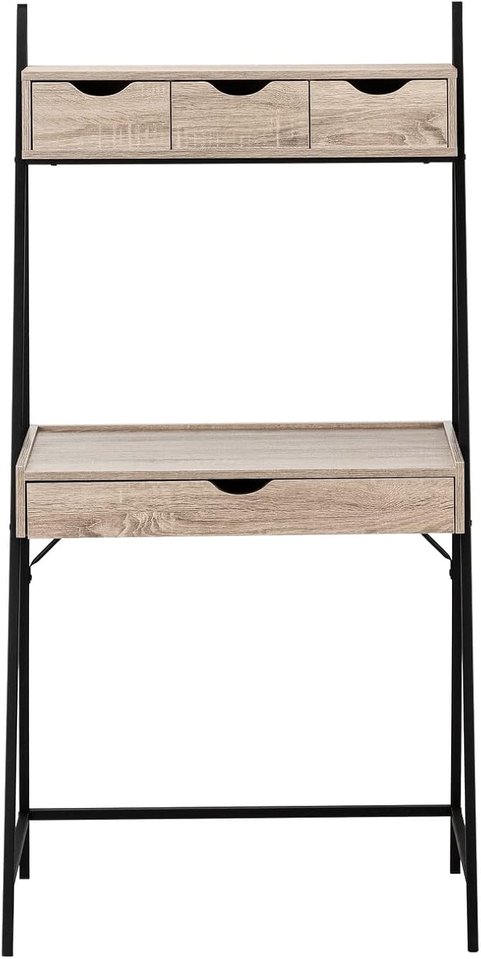 Monarch Specialties 7332 Computer Desk, Home Office, Laptop, Leaning, Storage Drawers, 32" L, Work, Metal, Laminate, Brown, Black, Contemporary, Modern Desk-32 L Dark Taupe, 31.5" L x 19" W x 61.25" H
