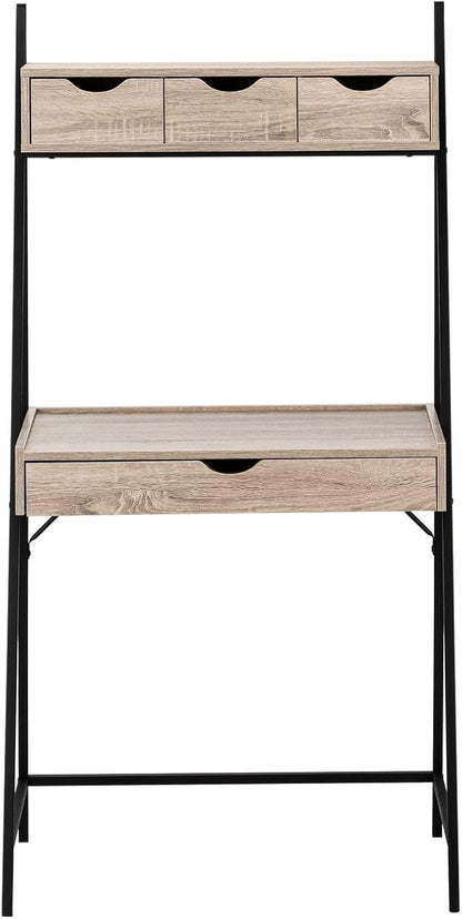 Monarch Specialties 7332 Computer Desk, Home Office, Laptop, Leaning, Storage Drawers, 32" L, Work, Metal, Laminate, Brown, Black, Contemporary, Modern Desk-32 L Dark Taupe, 31.5" L x 19" W x 61.25" H