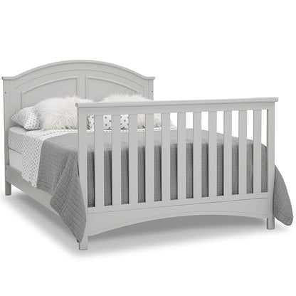 Delta Children Perry 6-in-1 Convertible Crib - Greenguard Gold Certified, Moonstruck Grey + Simmons Kids Radiant Sky Dual Sided Baby Crib Mattress and Toddler Mattress (Bundle)