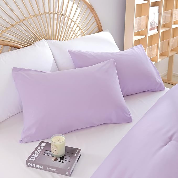 Lavender Queen Comforter Set 3PCS Purple Comforter Modern Bedding Comforter Set for All Season Soft Lightweight Microfiber Comforter Set (1 Comforter, 2 Pillowcases)