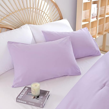 Lavender Queen Comforter Set 3PCS Purple Comforter Modern Bedding Comforter Set for All Season Soft Lightweight Microfiber Comforter Set (1 Comforter, 2 Pillowcases)