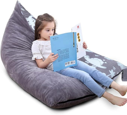 Stuffed Animal Storage Bean Bag Chair Cover, Plush Toys Organizer, Animals Doll Holder, Extra Large Lounger with Handle and Zipper Super Soft for Kids and Teans -Dinosaur Style