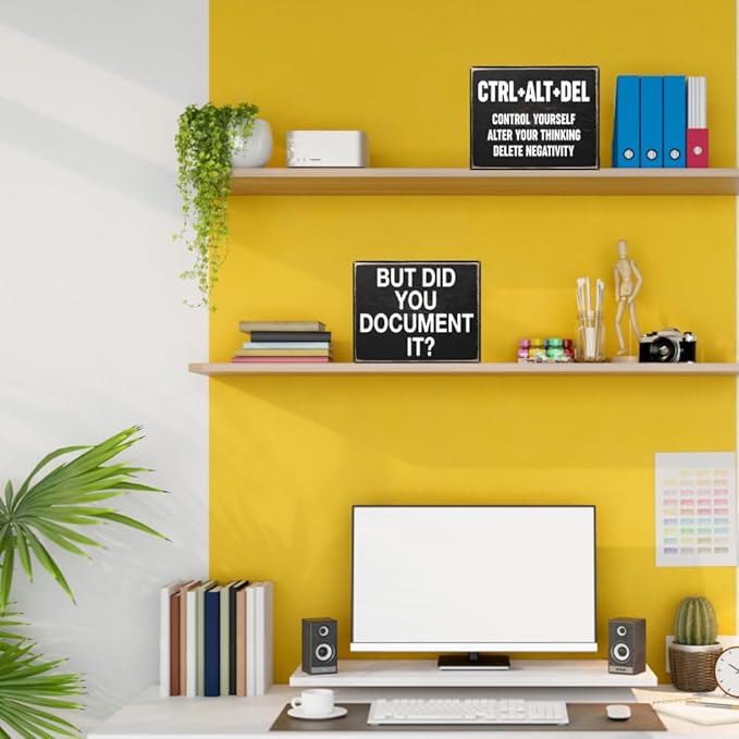 Creoate Home Office Desk Black Decor - Inspirational Farmhouse Wooden Box Sign - Cubicle Decor or Desk Decor for Women - Cute Desk Accessories - Encouragement Gifts