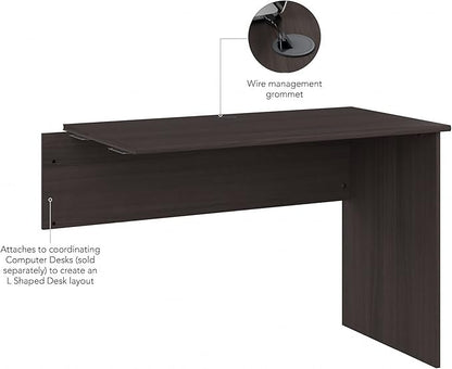 Bush Furniture Cabot 42W Shell Desk Return, 48W x 24D, Heather Gray