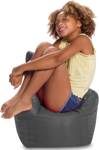 Posh Creations Bean Bag Structured Seat for Toddlers and Kids, Comfy Chair for Children, Pasadena, Charcoal Gray