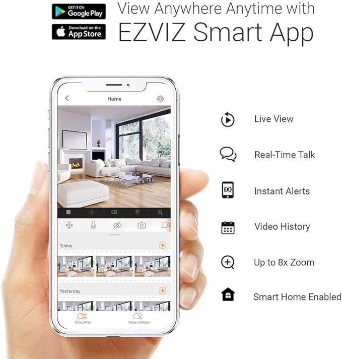EZVIZ Floodlight Security Camera WiFi 1080P, Motion-Activated Enhanced with PIR&H265, Floodlight&Siren Alarm, Starlight Color Night Vision, Two-Way Audio, Weather Proof (LC1C)