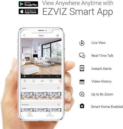 EZVIZ Floodlight Security Camera WiFi 1080P, Motion-Activated Enhanced with PIR&H265, Floodlight&Siren Alarm, Starlight Color Night Vision, Two-Way Audio, Weather Proof (LC1C)