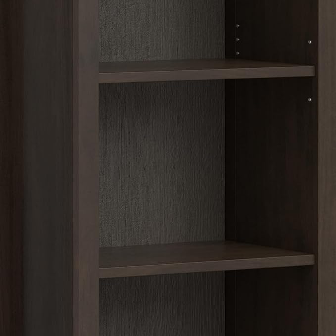 SIMPLIHOME Amherst SOLID WOOD Transitional 5 Shelf Bookcase for The Living, Study Room and Office, 24 inch, Hickory Brown