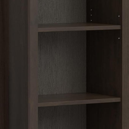SIMPLIHOME Amherst SOLID WOOD Transitional 5 Shelf Bookcase for The Living, Study Room and Office, 24 inch, Hickory Brown