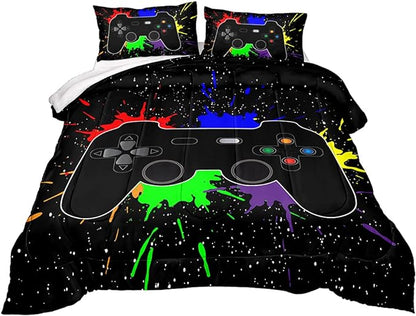 Gaming Comforter for Boys Teen,Game Contoller Bedding Set for Boys Kids,Down Alternative Comforter for All Season,Gamer Home Decor for Boys Comforter Set (Comforter-Game27, Twin)