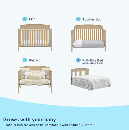 Graco Benton 5-in-1 Convertible Crib (Driftwood) – GREENGUARD Gold Certified, Converts from Baby Crib to Toddler Bed, Daybed and Full-Size Bed, Fits Standard Full-Size Crib Mattress