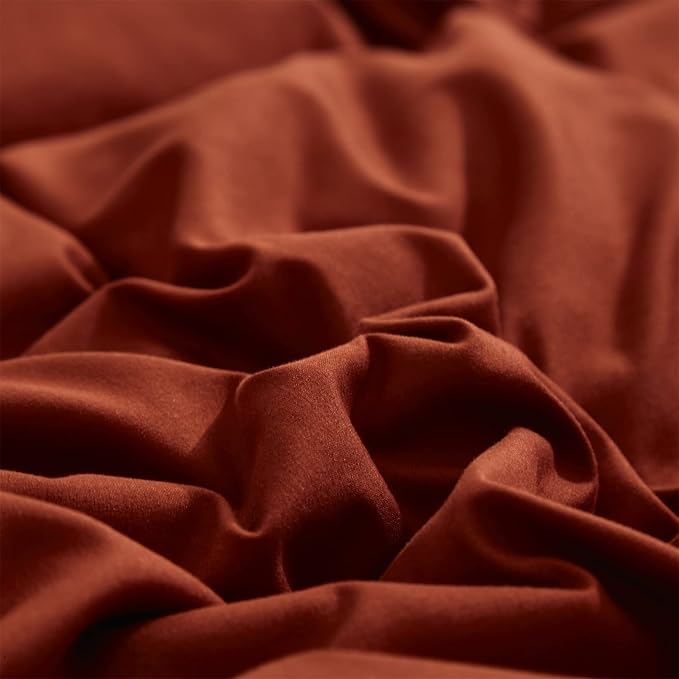 Rust Ruffled Comforter Set King Size Bedding Set Women Caramel Ruffles Blanket Men Burnt Orange Ruffled Comforter Farmhouse Ruffle Fringe Design Girls 3 PCs Cinnamon Color Ruffled Bedding Set