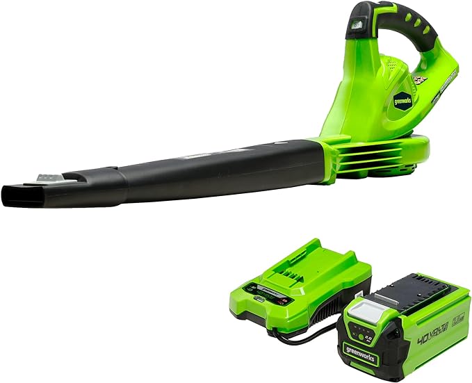 Greenworks 40V Leaf Blower/Sweeper, 150 MPH, Lightweight, Quiet, with 2.0 Ah Battery and Charger