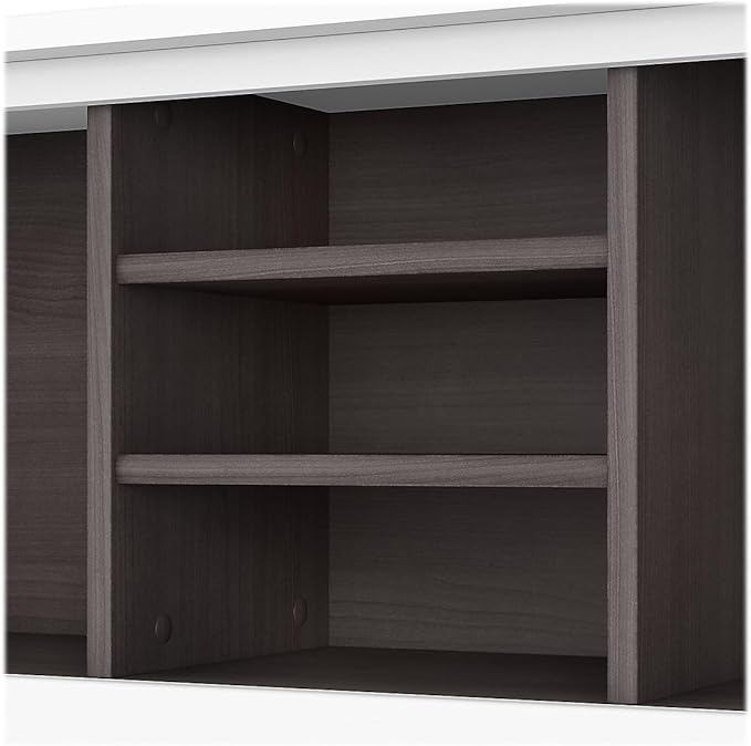 Bush Furniture Somerset 72W Desk Hutch in White and Storm Gray