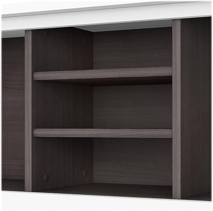 Bush Furniture Somerset 72W Desk Hutch in White and Storm Gray