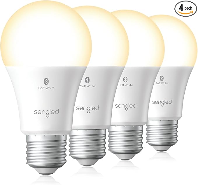 Sengled Alexa Light Bulb 75W Equivalent, Smart Light Bulbs Bluetooth Mesh 1050 LM, Smart Bulbs That Work with Alexa Only 2700K, High Brightness, Soft White A19 Dimmable Bulb, No Hub Required, 4 Pack