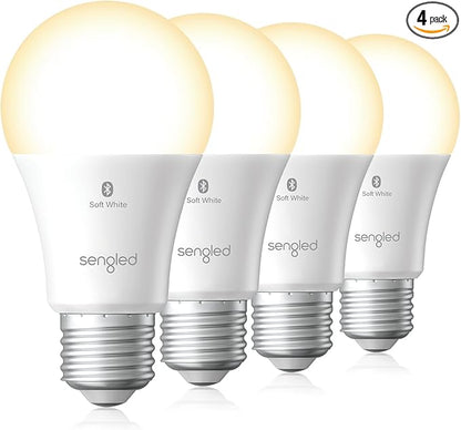Sengled Alexa Light Bulb 75W Equivalent, Smart Light Bulbs Bluetooth Mesh 1050 LM, Smart Bulbs That Work with Alexa Only 2700K, High Brightness, Soft White A19 Dimmable Bulb, No Hub Required, 4 Pack