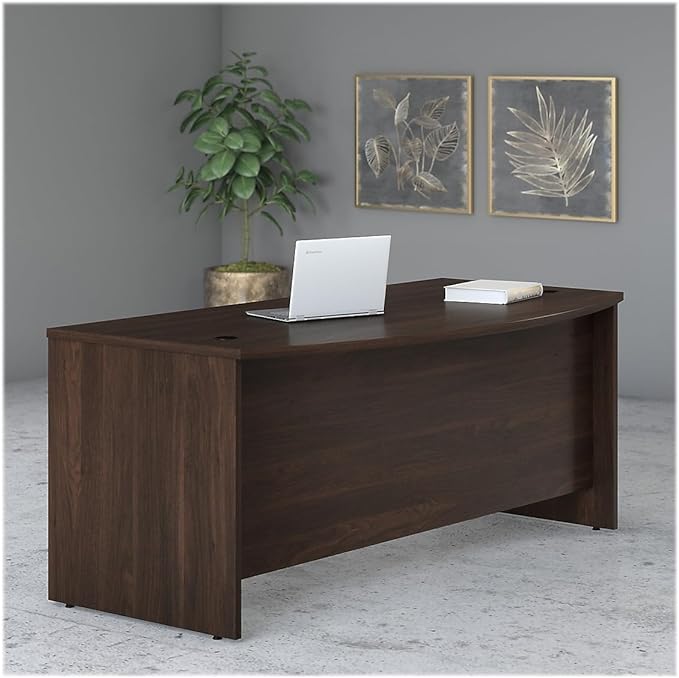 Bush Business Furniture Studio C 72-inch W Bow Front Computer Desk, Black Walnut (SCD172BW)