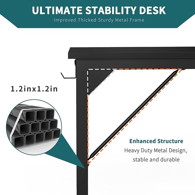 SMUG Computer Desk 40 Inch Home Office Writing Wood Storage Bag & Headphone Hook Small Spaces Simple Bedroom Work Study Kids Table, Black