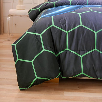 NTBED Game Console Comforter Set for Boys Girls Kids 3D Gaming Geometric Lightweight Microfiber Bedding Sets (Multi, Twin)