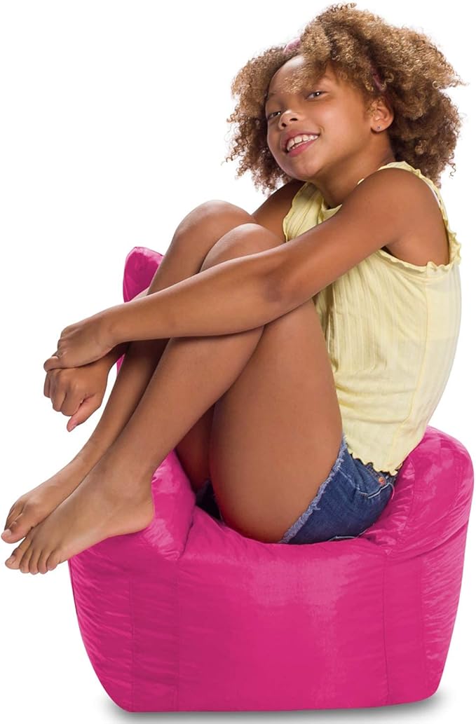 Posh Creations Bean Bag Structured Seat for Toddlers and Kids, Comfy Chair for Children, Pasadena, Pink