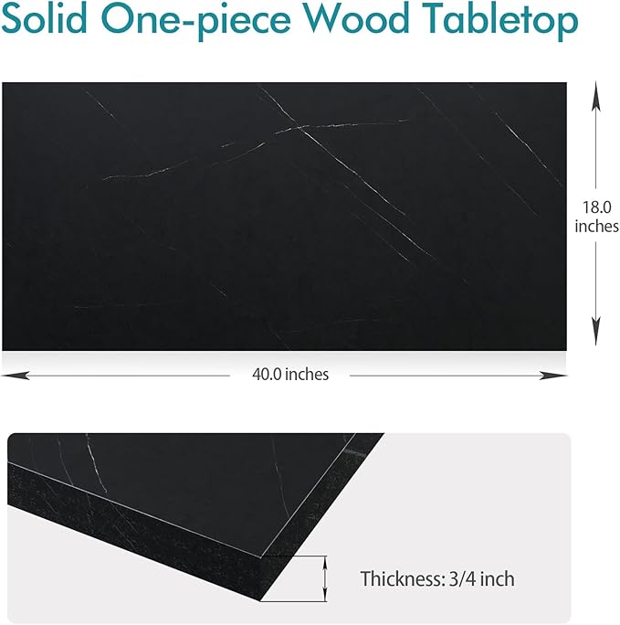 Kaboon Universal Tabletop40 x18, Solid One-Piece Melamine Table Top, Double Desk L-Desk Floating Desk DIY, Home and Office,Cloud Atlas/Black Marble