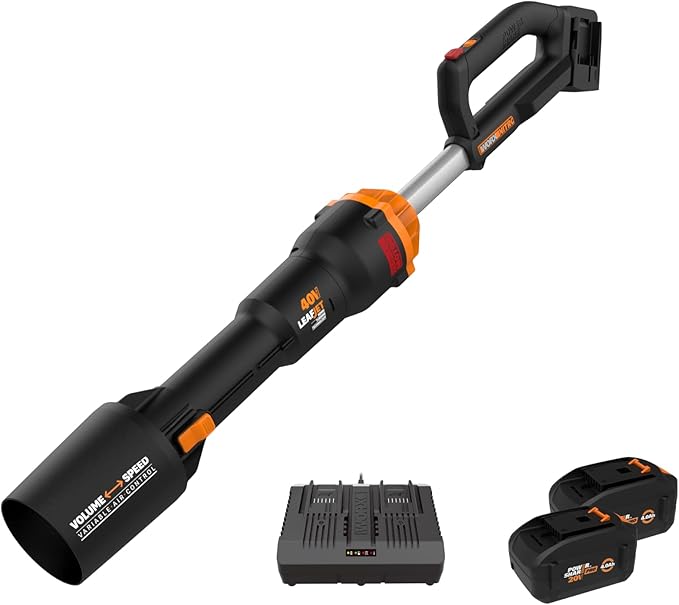 WORX Nitro 40V LEAFJET WG585 Leaf Blower Cordless with Battery & Charger, PowerShare, Blowers for Lawn Care Up to 165 MPH 620 CFM, Lightweight with High-Power Turbine Fan and Brushless Motor