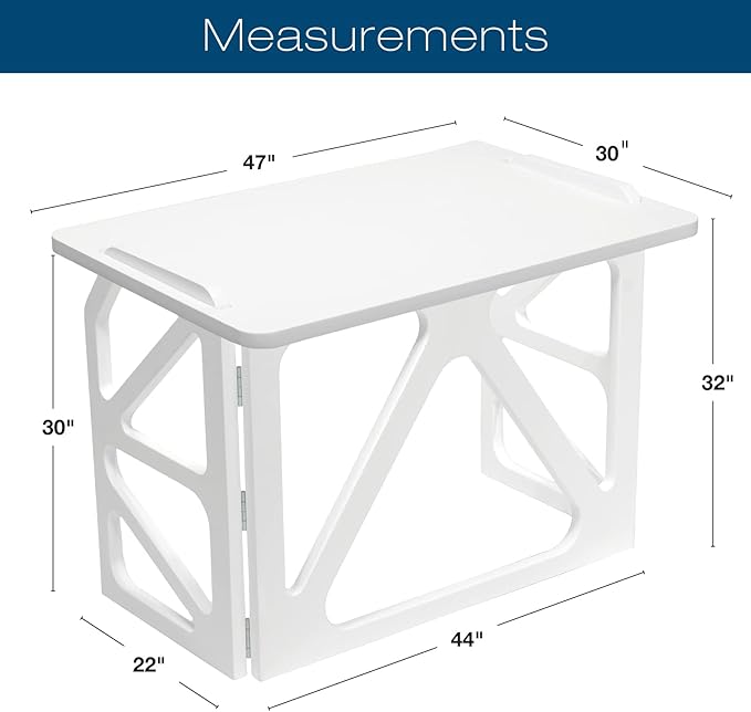 EXCELLO GLOBAL PRODUCTS Stow Away Desk with 30" x 47" Writing Surface: Perfect for Apartments, Dorms, Small Spaces and Work from Home (White)