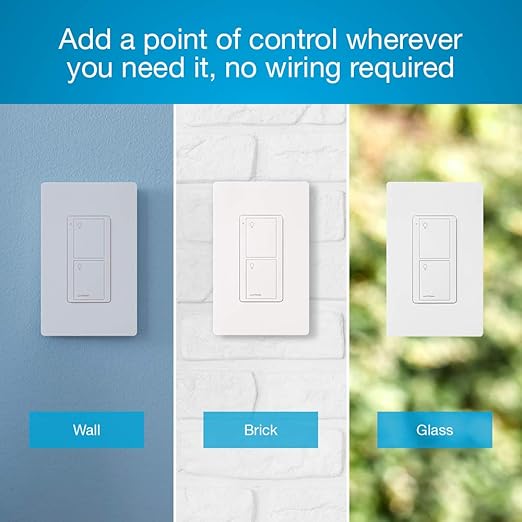 Lutron Pico Remote for Caseta Smart Switch, 2-Button Control , On/Off Control, For Table Top or Wallmount Use, PJ2-2B-GLA-L01, Light Almond