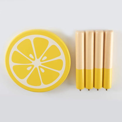 9 Inch Kids Solid Hard Wood Fruit Chair, Crafted Hand-Painted Wood with Assembled Four-Legged Sitting Stool, Bedroom, Playroom, Lemon Furniture Stool for Children,Toddler, Boys, Girls (Lemon)