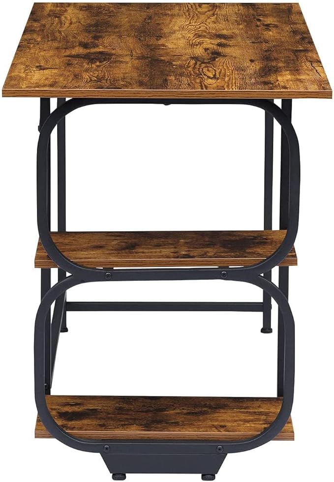 Anivia Writing Computer Home Office Desk with 2 Storage Shelves on Left or Right Side, Industrial Simple Style Wood Table Metal PC Laptop Notebook, 47", Rustic Brown + Black Frame